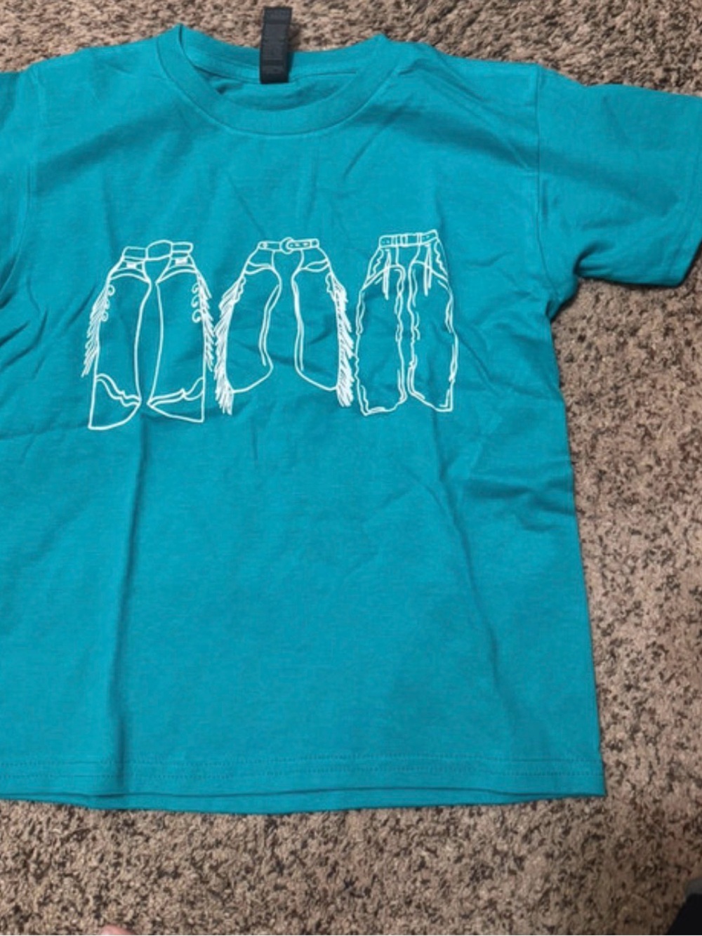 Gildan Teal Kids Tee with White Jeans Illustration